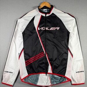 Voler Mens‎ Cycling Windbreaker Jacket Black White Red Full Zip Ripstop Size L